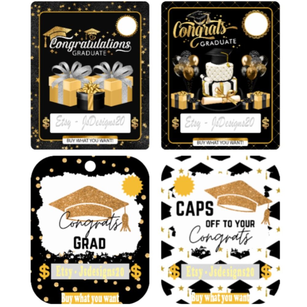 2 Graduation Black & gold Money Holder Bundle